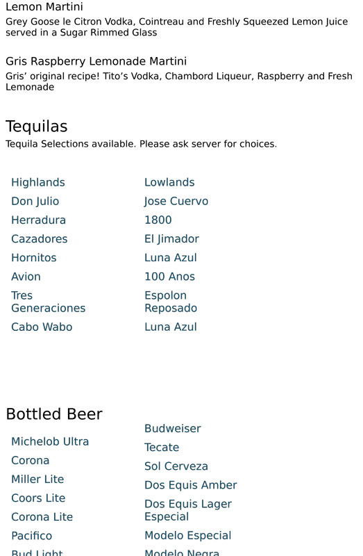 Menu La Fiesta Drink Menu 5