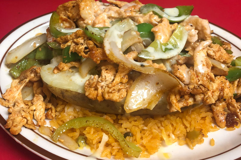 Plate of Mexican food